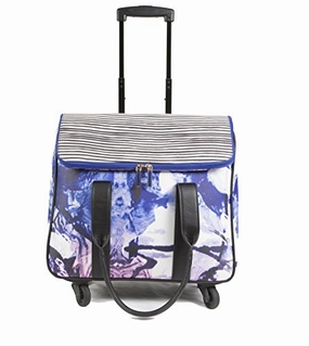 Hang Accessories Printed Waxed Canvas Rolling Carry On Trolley Bag - Wheeled Travel, Work, And