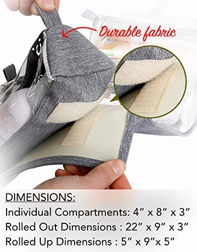 Hanging Roll-Up Makeup Bag / Toiletry Kit / Travel Organizer for Women - 4 Removable Storage Bags - Organize Make Up, Cosmetics, First Aid, Medicine, Personal Care, Bathroom, Palette / Brush Holder