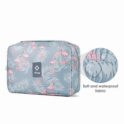 Hanging Travel Toiletry Bag Cosmetic Make up Organizer for Women and Girls Waterproof (A-Flamingo)
