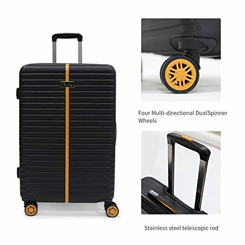Hardside Expandable Luggage Set with Spinner Wheels, TSA Lock, Large Capacity, 20/26/30 ABS Suitcase, Black