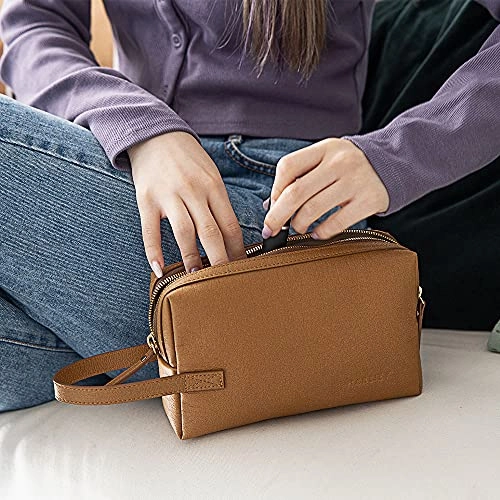 Harlie K Sami 2-Way Pouch Cruelty Free Vegan Paper Leather Travel Cosmetic Pouch Daily Toiletry Bag for Women