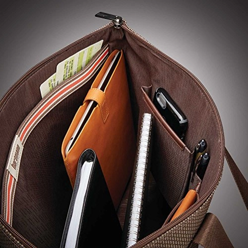 Hartmann Century Top Zip Tote Sling Tote, Mocha Monogram
