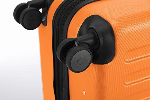 HAUPTSTADTKOFFER Luggages Sets Glossy Suitcase Sets Hardside Spinner Trolley Expandable (20', 24' & 28') TSA (Spree Orange2)