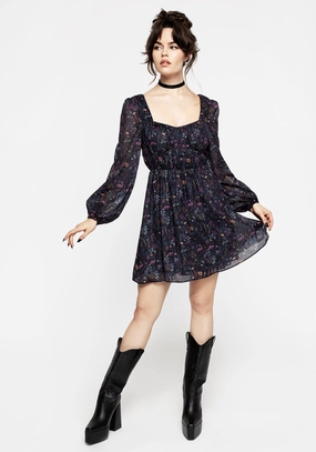 Heliotrope Floral Print Chiffon Mini Dress Dresses Womens - women's dresses clearance