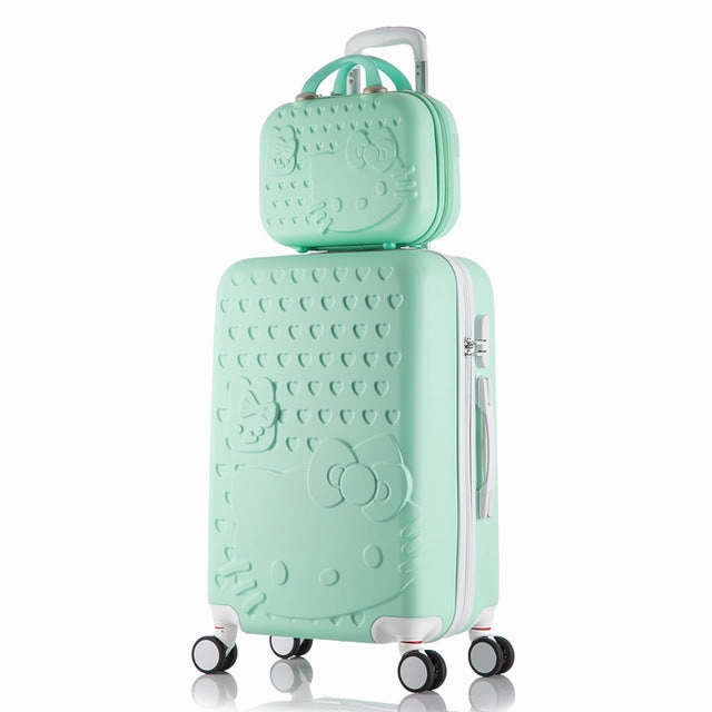 Hello Kitty Luggage Bag,Children Women Suitcase Set,Abs Cartoon Travel Box,Rolling Trolley Hardcase