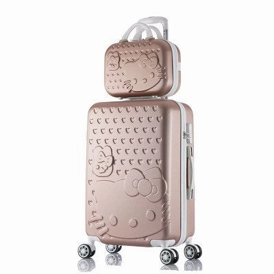 Hello Kitty Luggage Bag,Children Women Suitcase Set,Abs Cartoon Travel Box,Rolling Trolley Hardcase