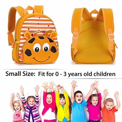 Hipiwe Little Kid Toddler Backpack Baby Boys Girls Kindergarten Pre School Bags Cute Neoprene Cartoon Backpacks for Children 1-5 Years Old (Giraffe)