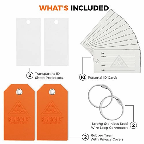 Holiday Deal! Travel Luggage Tags With Privacy Covers, Set Of 2-Easy Locking Steel Loops &