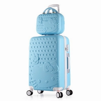 Hot 2Pcs/Set 14Inch Cosmetic Bag Hello Kitty 20/22/24/28 Inch Girl Trolley Case Abs Pc Students