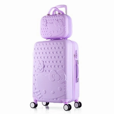 Hot 2Pcs/Set 14Inch Cosmetic Bag Hello Kitty 20/22/24/28 Inch Girl Trolley Case Abs Pc Students