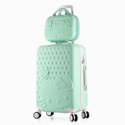 Hot 2Pcs/Set 14Inch Cosmetic Bag Hello Kitty 20/22/24/28 Inch Girl Trolley Case Abs Pc Students
