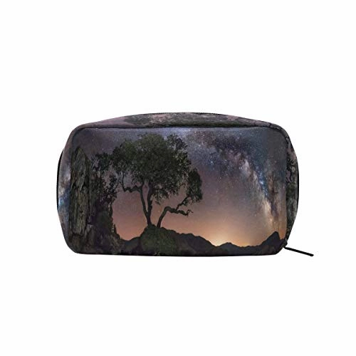 HU MOVR Makeup Organizer Nature Landscape Starry Night Womens Zip Toiletry Bag Large Case