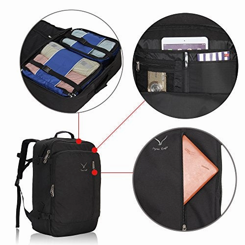 Hynes Eagle 38L Flight Approved Weekender Carry on Backpack Black 2017