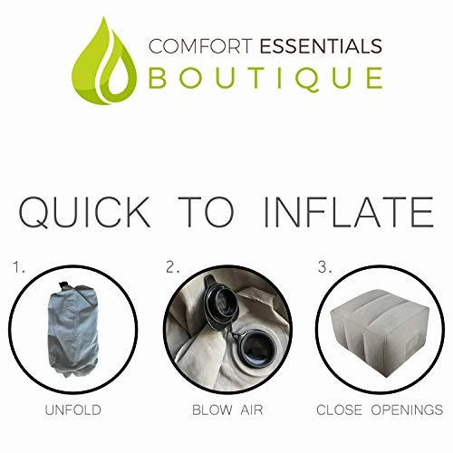 Inflatable Foot Rest | Comfortable, Customizable Height and Portable | Perfect For Long Distance Travel | Includes Bonus Travel Kit | Inflatable Neck Pillow, Eye Mask and Ear Plugs