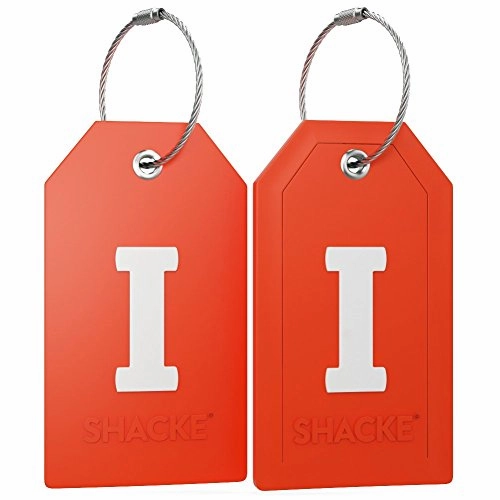 Initial Luggage Tag with Full Privacy Cover and Stainless Steel Loop  (Letter I)