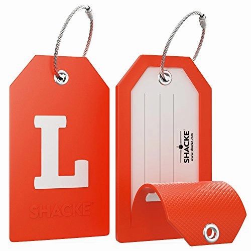 Initial Luggage Tag With Full Privacy Cover And Stainless Steel Loop  (Letter L)