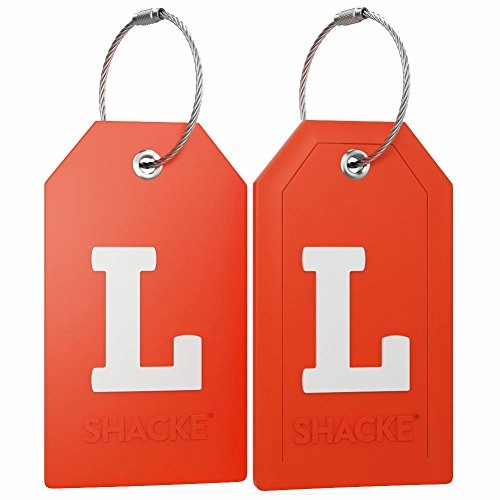 Initial Luggage Tag With Full Privacy Cover And Stainless Steel Loop  (Letter L)