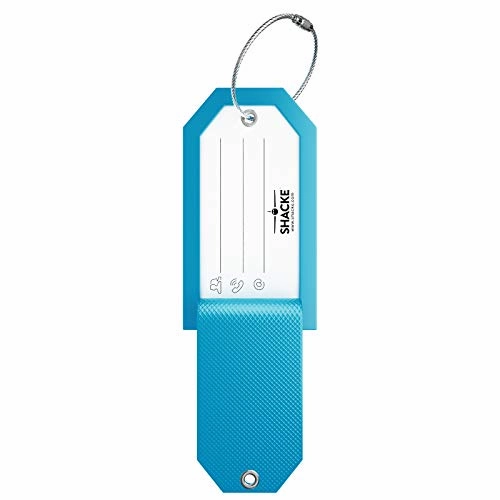 Initial Luggage Tag with Full Privacy Cover and Stainless Steel Loop (Aqua Teal) (D)