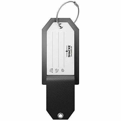 Initial Luggage Tag With Full Privacy Cover And Stainless Steel Loop (Black) (R)
