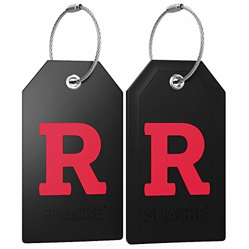 Initial Luggage Tag With Full Privacy Cover And Stainless Steel Loop (Black) (R)