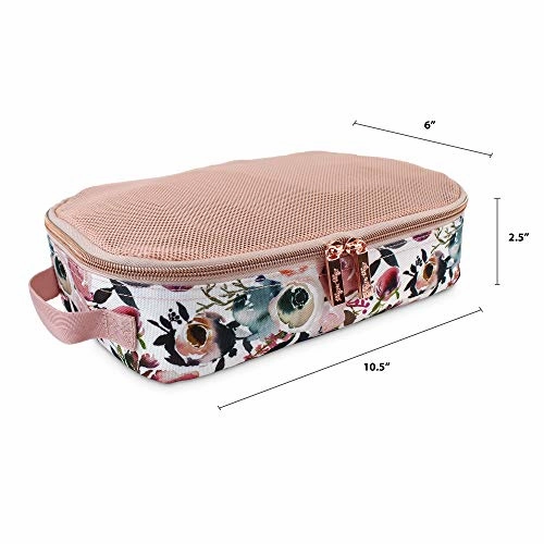 Itzy Ritzy Packing Cubes  Set of 3 Packing Cubes or Travel Organizers; Each Cube Features a Mesh Top, Double Zippers and a Fabric Handle; Blush