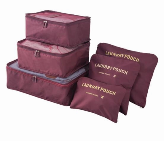 Iux Nylon Packing Cube Travel Bag System Durable 6 Pieces Set Large Capacity Of Bags Unisex