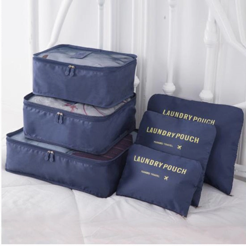 Iux Nylon Packing Cube Travel Bag System Durable 6 Pieces Set Large Capacity Of Bags Unisex