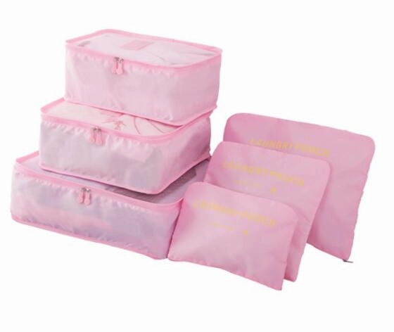 Iux Nylon Packing Cube Travel Bag System Durable 6 Pieces Set Large Capacity Of Bags Unisex