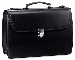 Jack Georges Mens [Personalized Initials Embossing] Elements Briefcase in Black