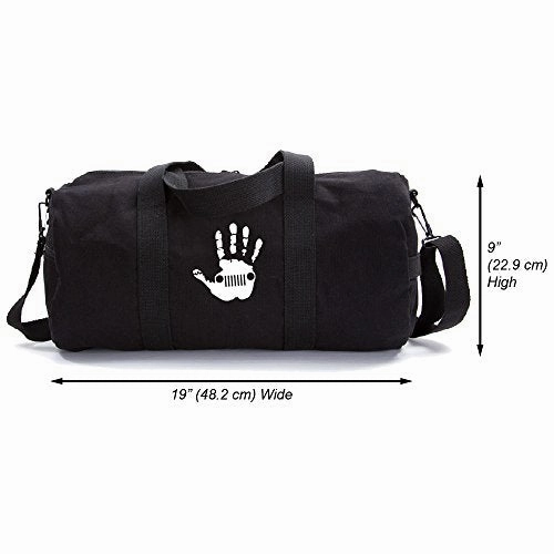 Jeep Wave Hand High Five Army Heavyweight Cotton Canvas Duffel Bag, Black Medium