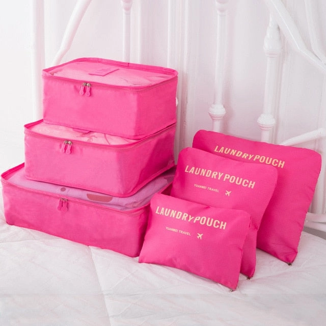 JULY'S SONG 6PCs/Set Travel Bags Luggage Zipper Bag Portable Packing Organizer Waterproof Case