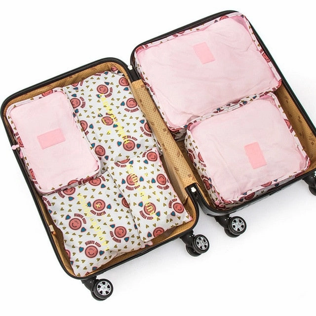 JULY'S SONG 6PCs/Set Travel Bags Luggage Zipper Bag Portable Packing Organizer Waterproof Case