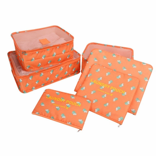 JULY'S SONG 6PCs/Set Travel Bags Luggage Zipper Bag Portable Packing Organizer Waterproof Case