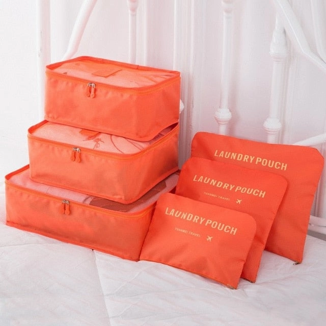JULY'S SONG 6PCs/Set Travel Bags Luggage Zipper Bag Portable Packing Organizer Waterproof Case