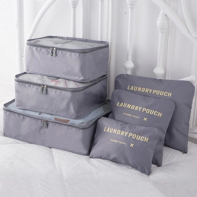 JULY'S SONG 6PCs/Set Travel Bags Luggage Zipper Bag Portable Packing Organizer Waterproof Case