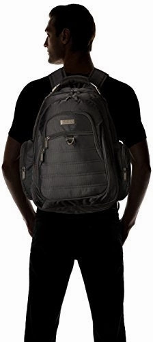 Kenneth Cole Reaction 1680d Polyester Dual Compartment 15.6" Laptop Backpack, Black