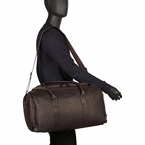 Kenneth Cole Reaction Colombian Leather U-Shape Zipper Top Load Duffel Bag, 20", Brown