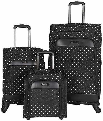 Kenneth Cole Reaction Dot Matrix 20" 600d Polka Dot Polyester Expandable 4-Wheel Spinner Carry-on Luggage, Black