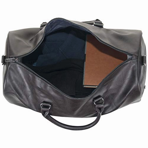 Kenneth Cole Reaction Port Stanley 20" Pebbled Vegan Leather Carry-On Duffel/Travel Duffle Bag, Brown, Dome