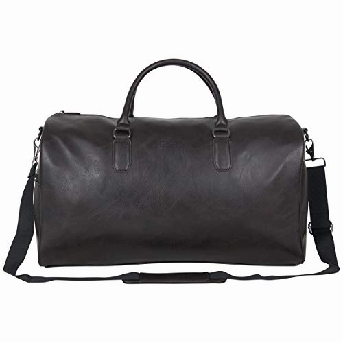 Kenneth Cole Reaction Port Stanley 20" Pebbled Vegan Leather Carry-On Duffel/Travel Duffle Bag, Brown, Dome