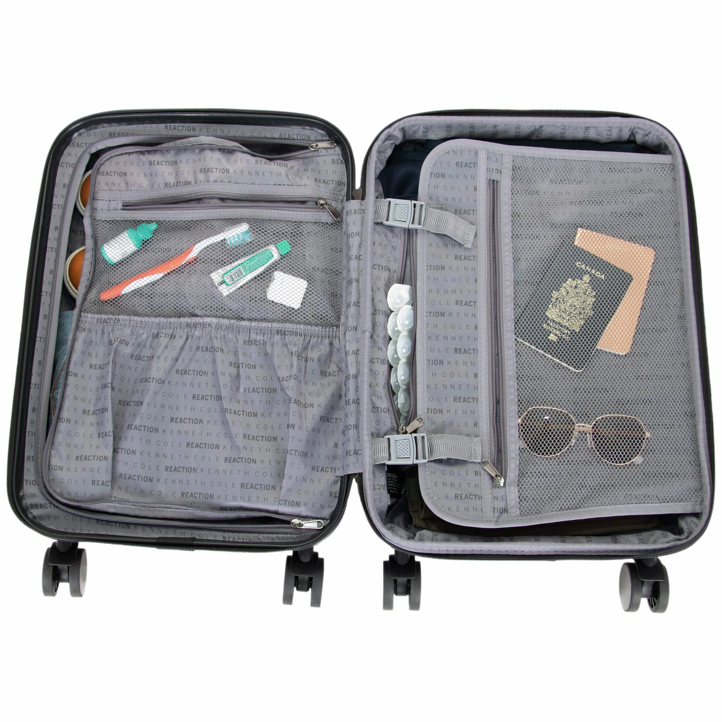 Kenneth Cole Reaction Renegade 3-Piece Lightweight Hardside Expandable 8-Wheel Spinner Travel Luggage Set: 20" Carry-on, 24", 28" Suitcases, Navy