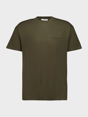 Khaki Green Regular Fit Cotton Logo T-Shirt Tops Mens - flannel shirts