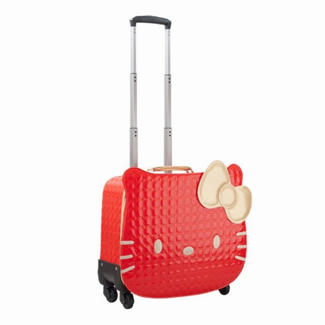Kids Hello Kitty  Rolling Luggage Bag,Lovely Child Travel Suitcase,Pu Cartoon Box,18" Inch Women