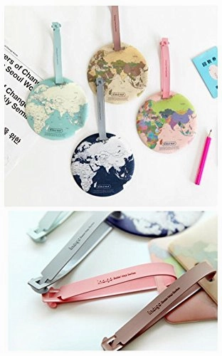 King&Pig 4pcs World Map Luggage Tags Suitcase Luggage Tags Travel Accessories Baggage Name Tags (map)