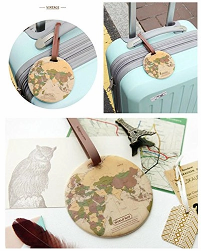 King&Pig 4pcs World Map Luggage Tags Suitcase Luggage Tags Travel Accessories Baggage Name Tags (map)
