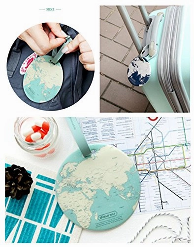 King&Pig 4pcs World Map Luggage Tags Suitcase Luggage Tags Travel Accessories Baggage Name Tags (map)