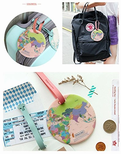 King&Pig 4pcs World Map Luggage Tags Suitcase Luggage Tags Travel Accessories Baggage Name Tags (map)