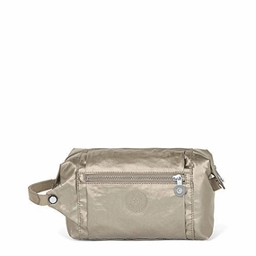 Kipling Women'S Aiden Metallic Toiletry Bag One Size Metallic Pewter