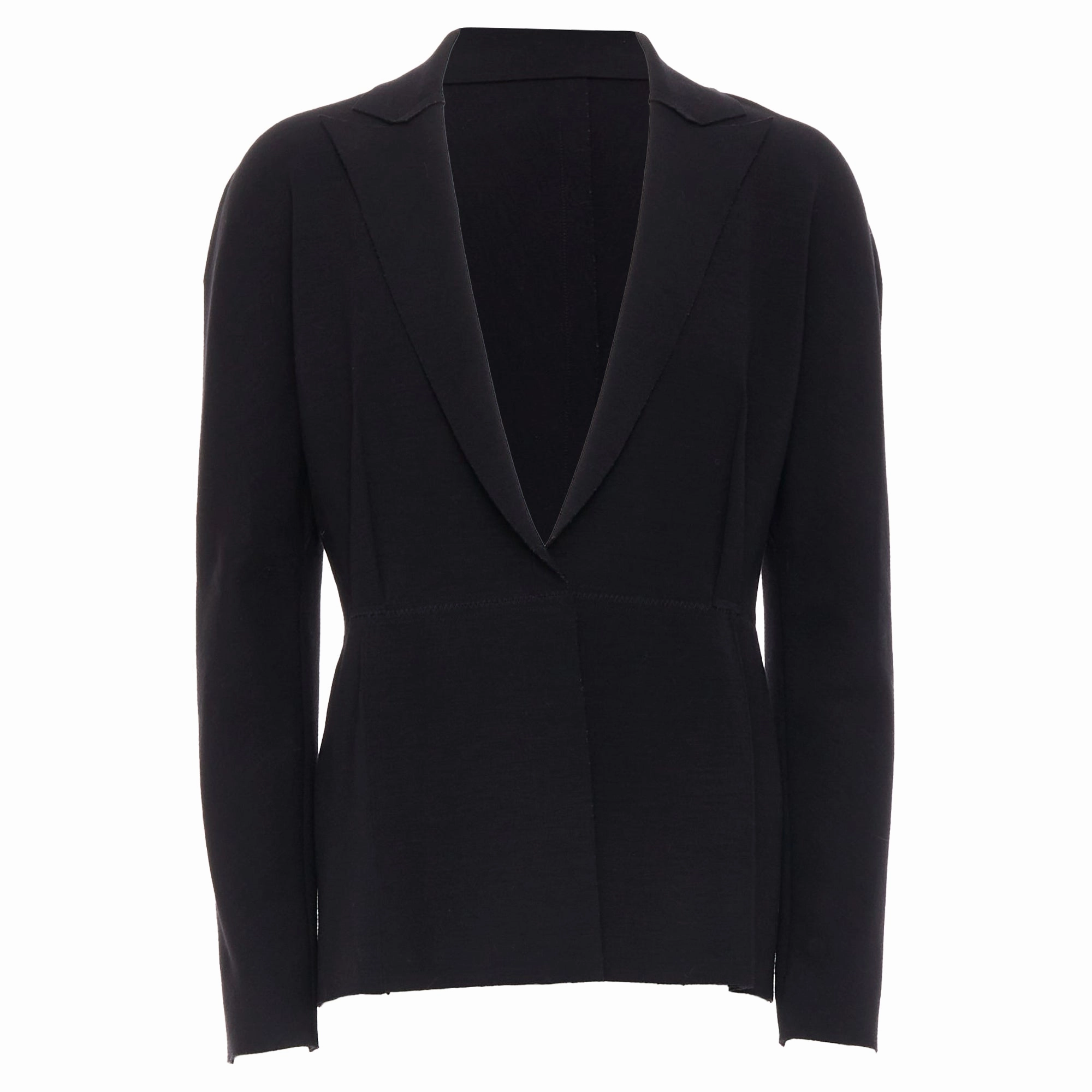 Lanvin Wool Blend Reverse Dart Knitted Fitted Blazer