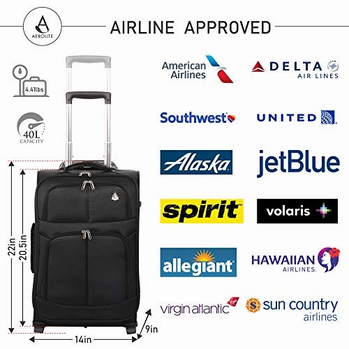Large Capacity Maximum Allowance 22x14x9 All Parts Carry On Luggage Bag | Rolling Travel Suitcase Lightweight Small Soft Trolley for Women | Approved by Delta, United, Southwest & Many More
